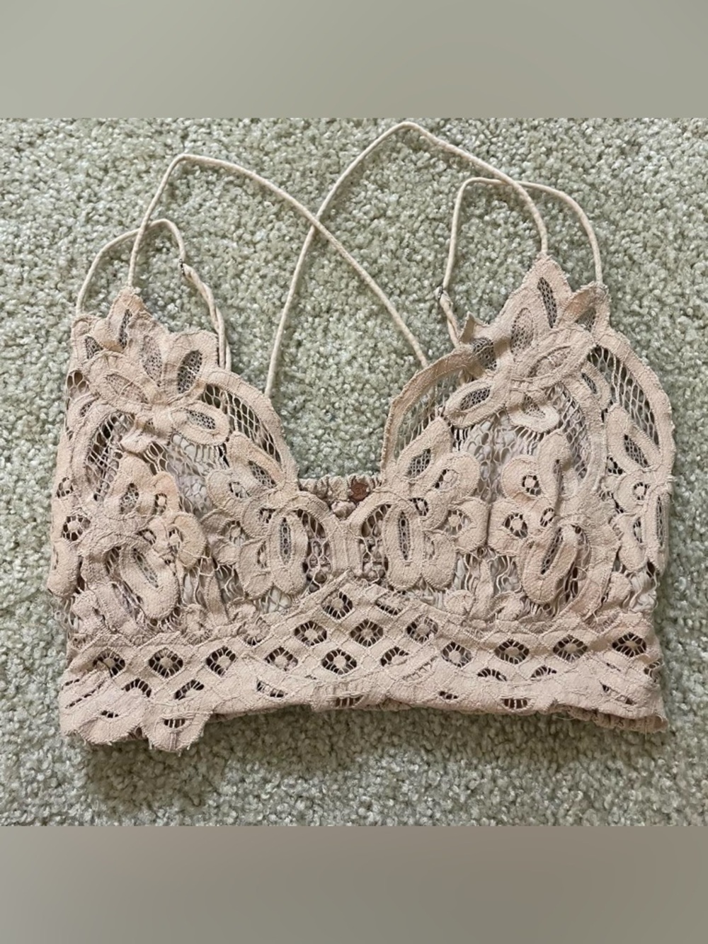 Free People Floral Lace Bralette in Neutral Blush